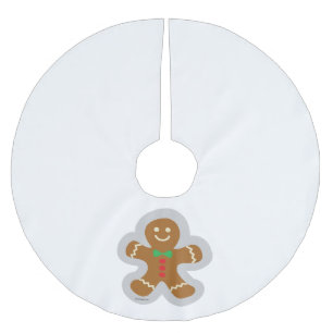 Gingerbread Man Making The Angel In The Snow Brushed Polyester Tree Skirt