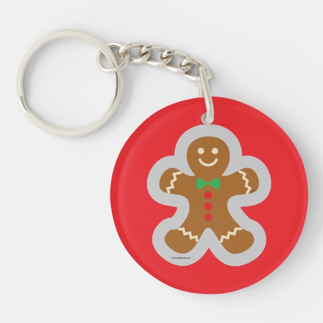 Gingerbread Man Making The Angel In The Snow Key Ring (Front)