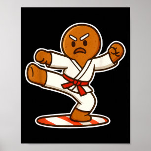 Gingerbread Man Martial Artist Christmas Taekwondo Poster