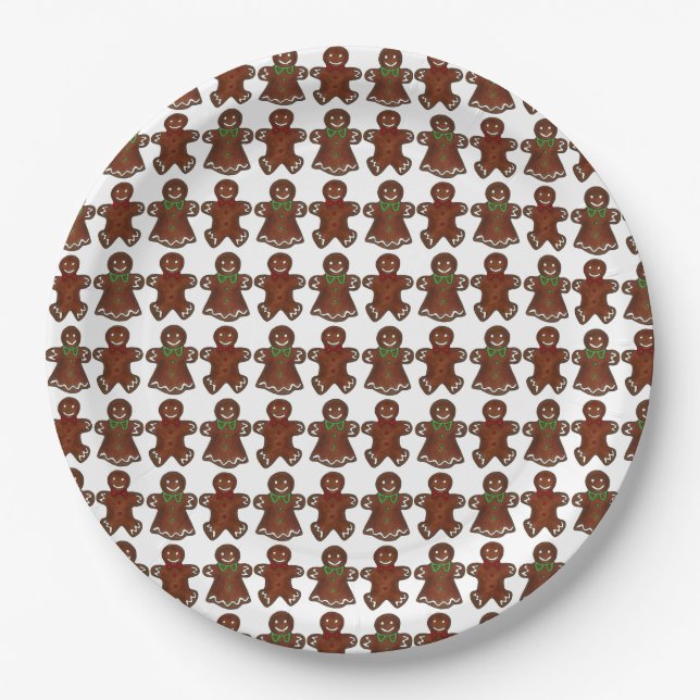 Gingerbread Man Men Lady Christmas Cookie Holiday  Paper Plate (Front)