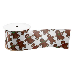 Gingerbread Man Men Lady Christmas Cookie Holiday  Satin Ribbon