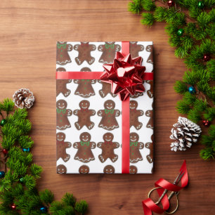 Gingerbread Man Men Lady Christmas Cookie Holiday  Wrapping Paper