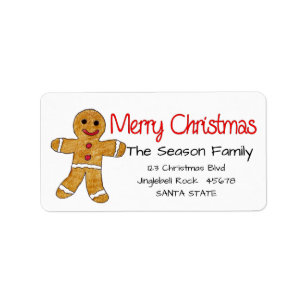 Gingerbread man Merry Christmas  address label