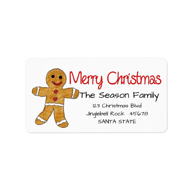 Gingerbread man Merry Christmas  address label (Front)