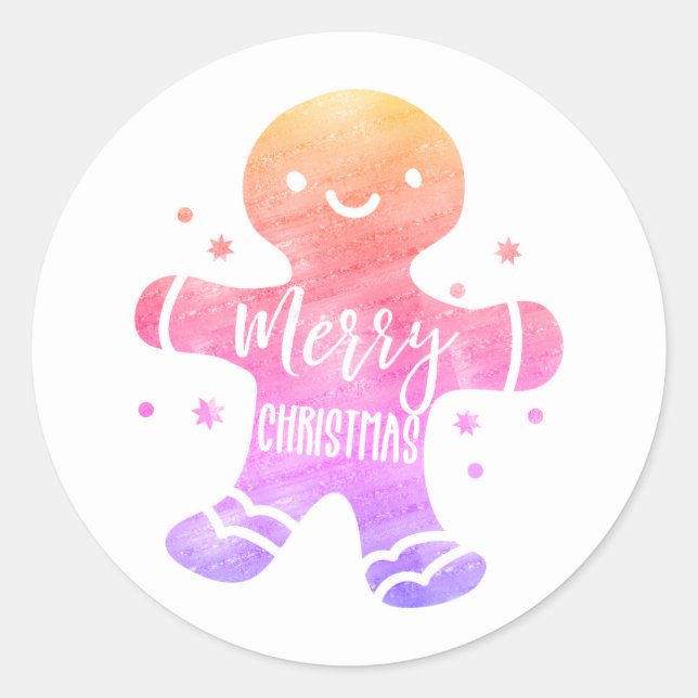 gingerbread Man, merry christmas Classic Round Sticker (Front)