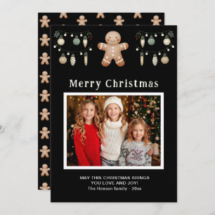 Gingerbread Man Merry Christmas Family Photo   Holiday Card