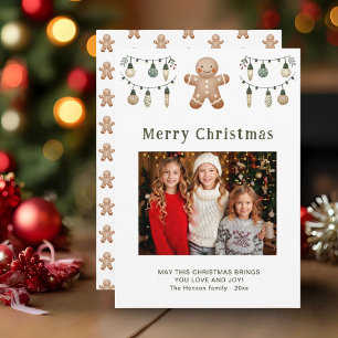 Gingerbread Man Merry Christmas Family Photo Holiday Card
