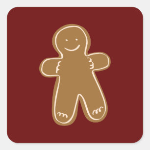 Gingerbread Man Merry Christmas Holiday Festive Square Sticker