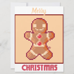 GingerBread Man, Merry Christmas pixel art Holiday Card