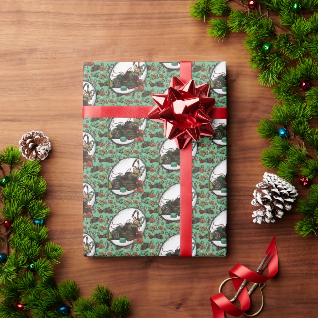 Gingerbread Man- Mint Wrapping Paper (Holiday Gift)