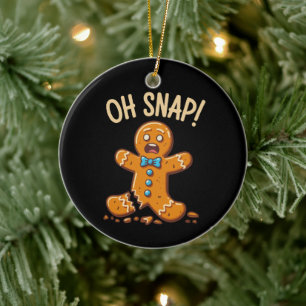 Gingerbread Man Oh Snap Christmas Cookie Baking Ceramic Tree Decoration