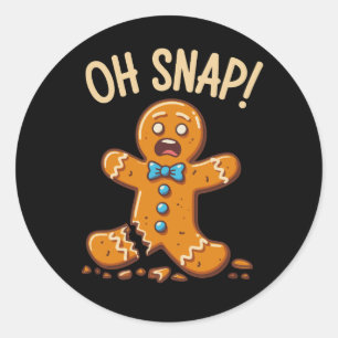 Gingerbread Man Oh Snap Christmas Cookie Baking Classic Round Sticker