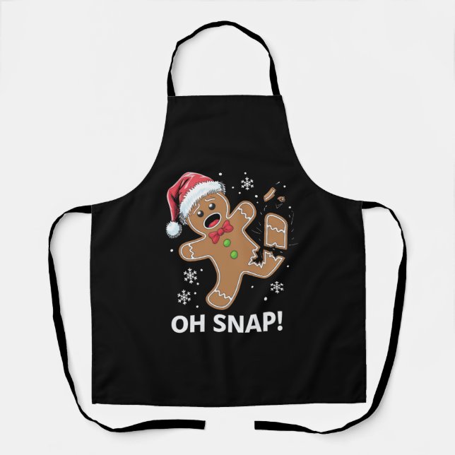 Gingerbread Man Oh Snap Christmas Funny Cookie  Apron (Front)