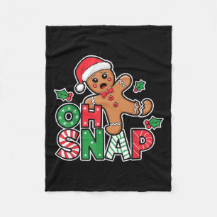 Gingerbread Man Oh Snap Christmas Funny Cookie Bak Fleece Blanket