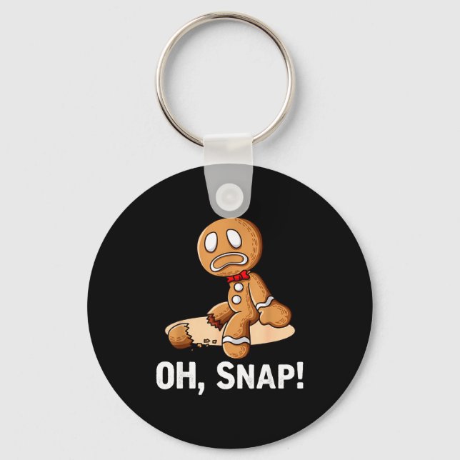 Gingerbread Man Oh Snap Christmas Funny Cookie Bak Key Ring (Front)