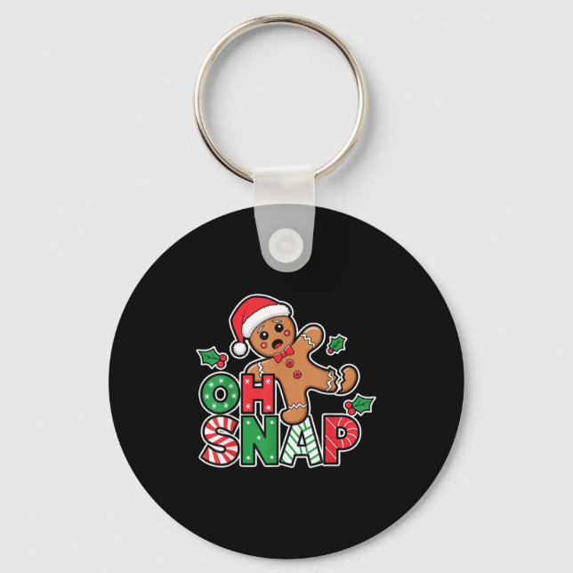 Gingerbread Man Oh Snap Christmas Funny Cookie Bak Key Ring (Front)