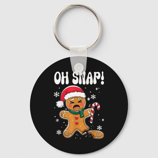 Gingerbread Man Oh Snap Christmas Funny Cookie Bak Key Ring (Front)