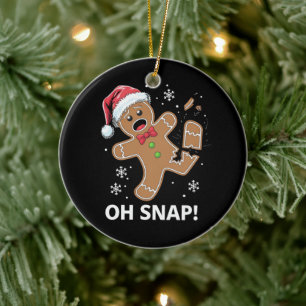Gingerbread Man Oh Snap Christmas Funny Cookie  Ceramic Tree Decoration