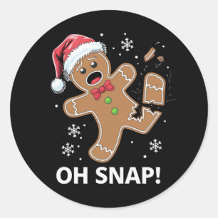 Gingerbread Man Oh Snap Christmas Funny Cookie  Classic Round Sticker