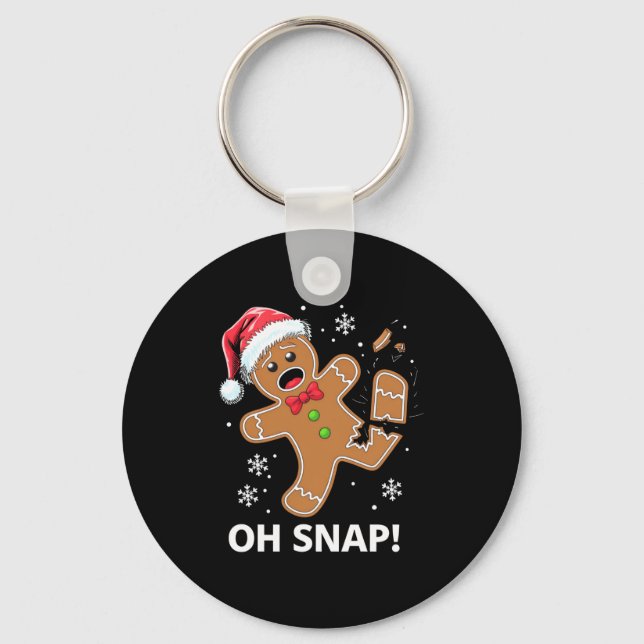 Gingerbread Man Oh Snap Christmas Funny Cookie  Key Ring (Front)
