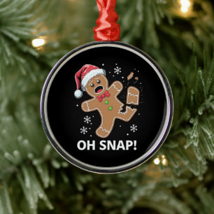 Gingerbread Man Oh Snap Christmas Funny Cookie  Metal Tree Decoration