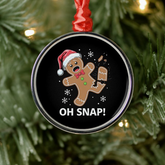 Gingerbread Man Oh Snap Christmas Funny Cookie  Metal Tree Decoration (Tree)