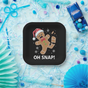 Gingerbread Man Oh Snap Christmas Funny Cookie Paper Plate