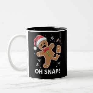 Gingerbread Man Oh Snap Christmas Funny Cookie Two-Tone Coffee Mug