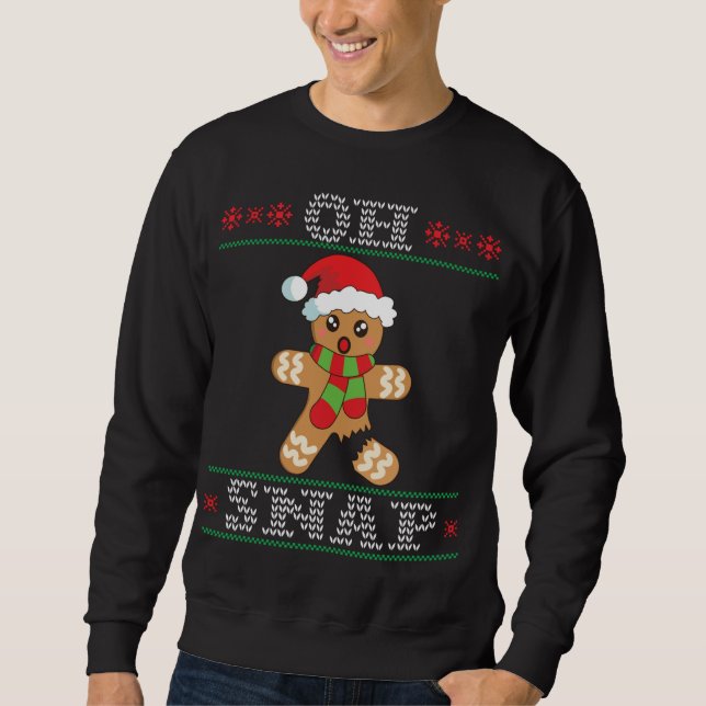 Gingerbread Man Oh Snap Christmas Ugly Sweater (Front)