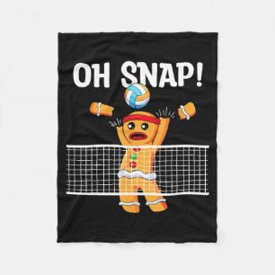 Gingerbread Man Oh Snap Christmas Volleyball Playe Fleece Blanket