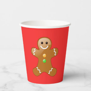 Gingerbread Man on Red Paper Cup