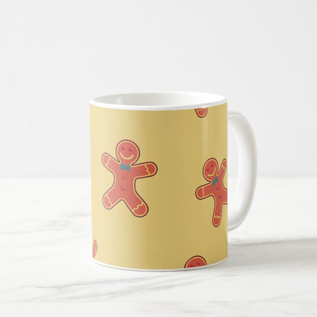 Gingerbread Man Pattern Coffee Mug (Front Right)