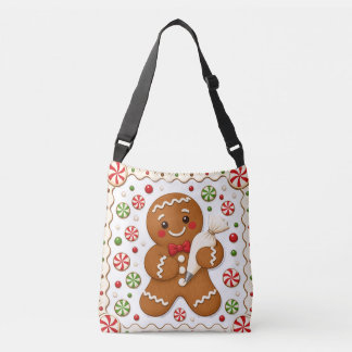 Gingerbread Man Peppermint Candy Christmas Tote Ba