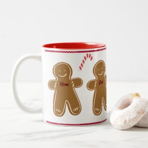 Gingerbread Man Personalise Name Family Holiday Two-Tone Coffee Mug