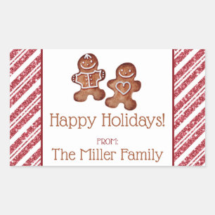 Gingerbread Man Personalised Holiday Rectangular Sticker