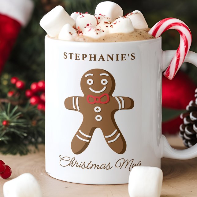 Gingerbread Man Personalised Name Christmas Coffee Mug (Creator Uploaded)