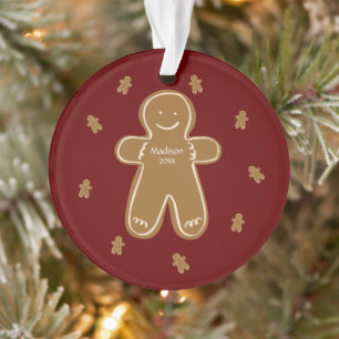 Gingerbread Man Personalised Name Year Holiday Ornament