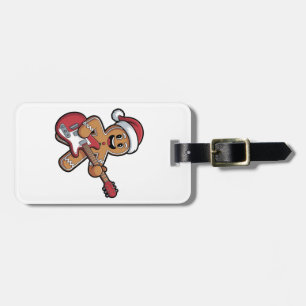 Gingerbread Man Play Guitar Electric Christmas Luggage Tag