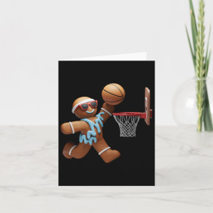 Gingerbread Man Playing Basketball Christmas Xmas Card