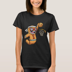 Gingerbread Man Playing Basketball Christmas Xmas T-Shirt