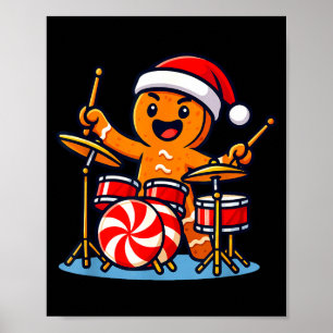 Gingerbread Man Playing Drums  Poster