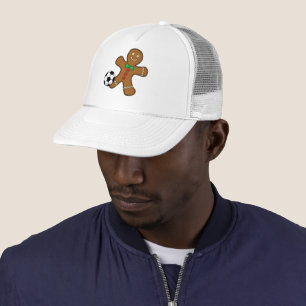Gingerbread Man Playing Soccer Trucker Hat