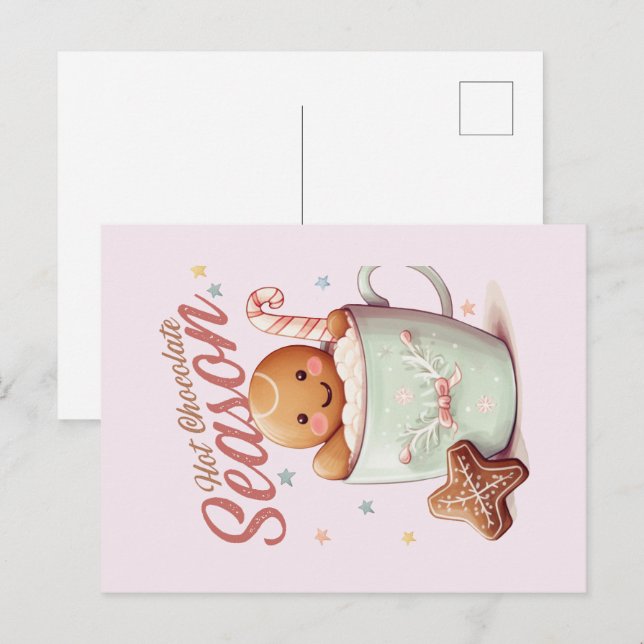 Gingerbread Man Postcard Blush Pink Man (Front/Back)