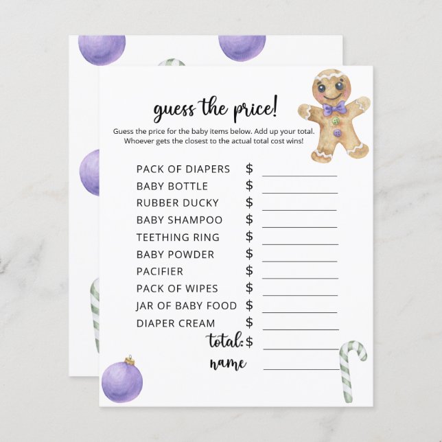 Gingerbread man - Price Guess Game (Front/Back)