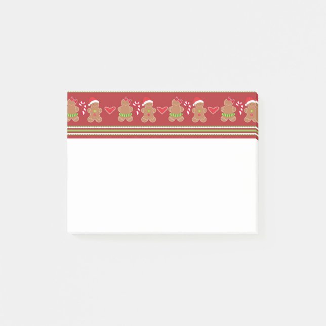 Gingerbread Man Red and Green Horizontal Stripes Post-it Notes (Front)