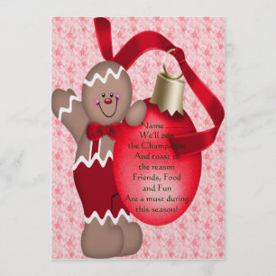 Gingerbread Man (red) - Invitation