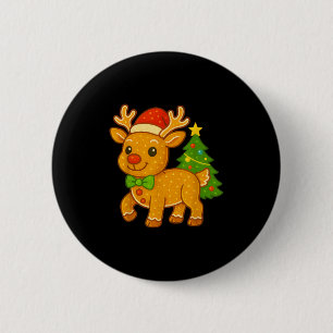 Gingerbread Man Reindeer Santa Hat Christmas Tree 6 Cm Round Badge