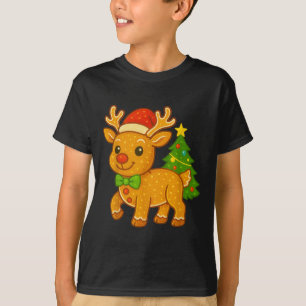 Gingerbread Man Reindeer Santa Hat Christmas Tree  T-Shirt