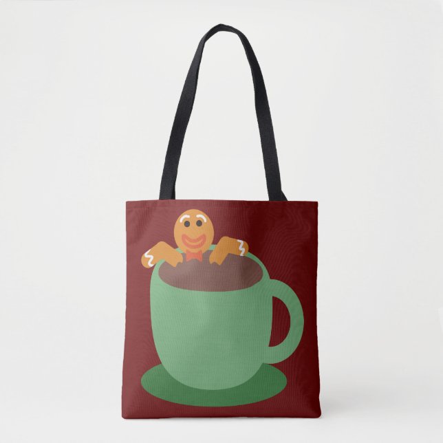 Gingerbread Man Relaxing Cocoa Holiday Fun Toon La Tote Bag (Front)