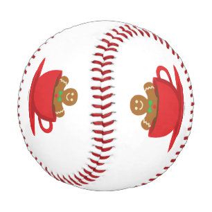 Gingerbread Man Relaxing In Hot Chocolate Red Cup Baseball